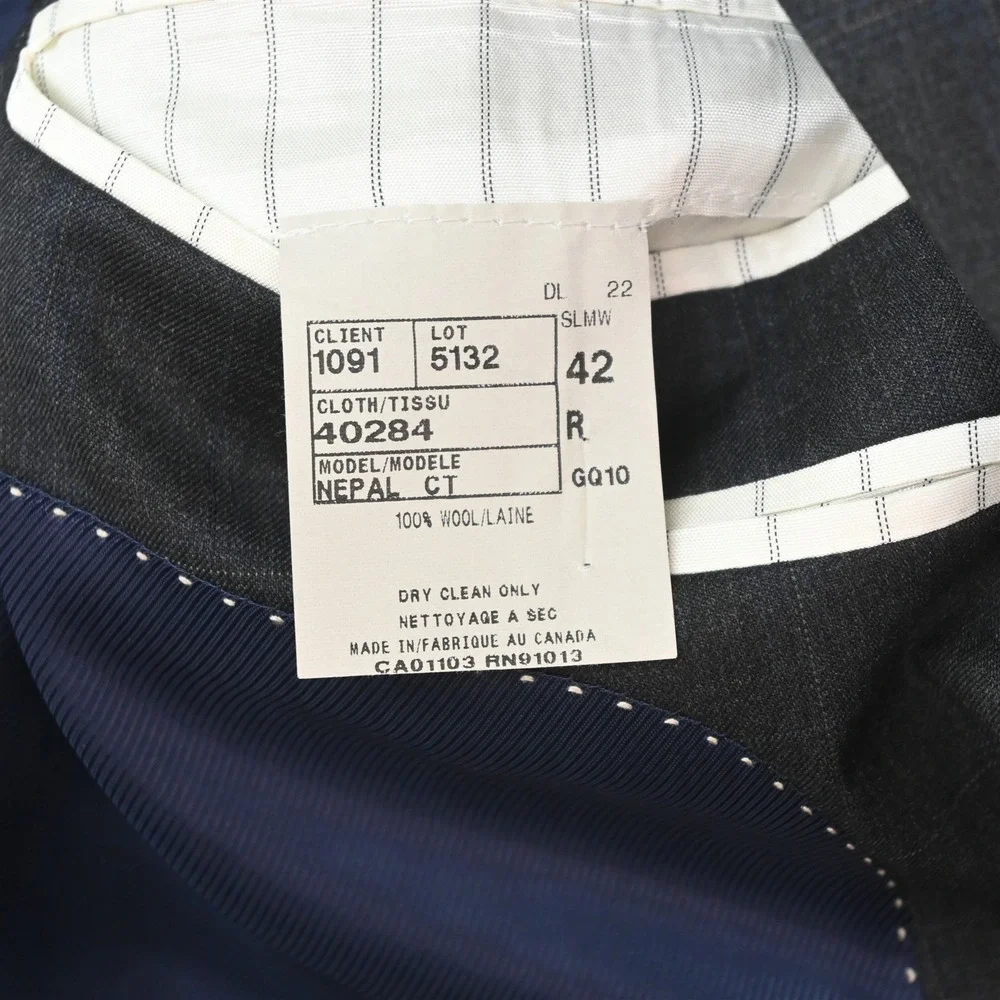 Jack Victor 42R 32x34 Gray Windowpane 100% Wool Nepal Mens Jacket Pants Suit